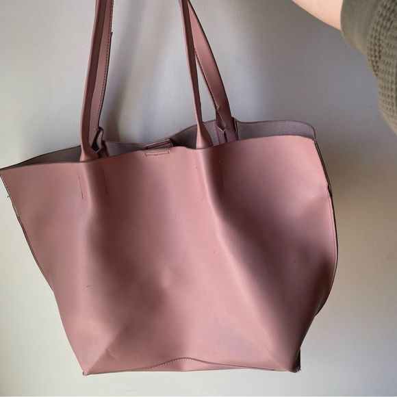 CoLab Large dusty pink vegan leather tote‎ bag / shoulder bag - Picture 2 of 15